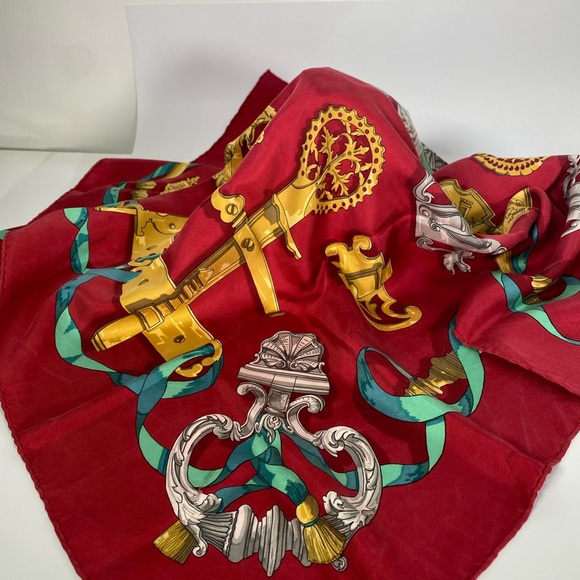 Hermes Accessories - Authentic HERMES Carre 90 Scarf "FERRONNERIE" Silk Red F3516
